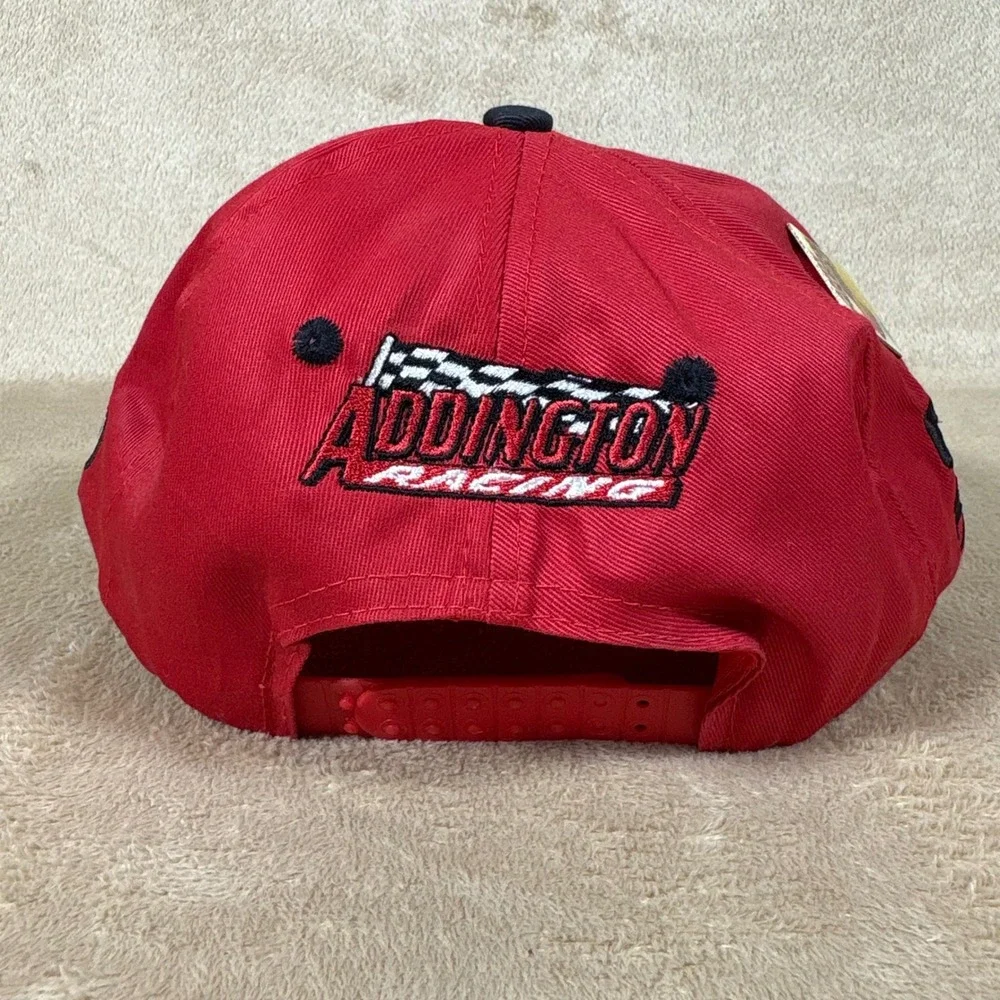 Vintage 90s Cotton‎ Snapback CAT Nascar Andy Houston Hat w/ Lapel Pin